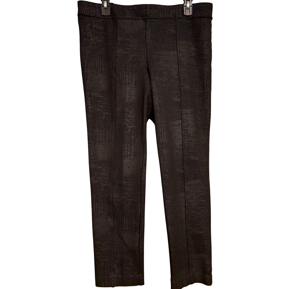 Calvin Klein Womens Black Textured Pull On Ponte Knit Pants Trouser Large Career